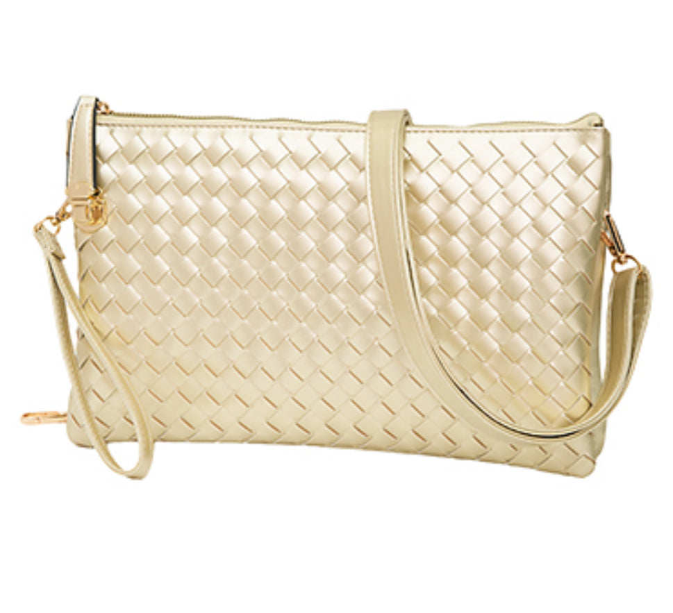 Gold woven crossbody