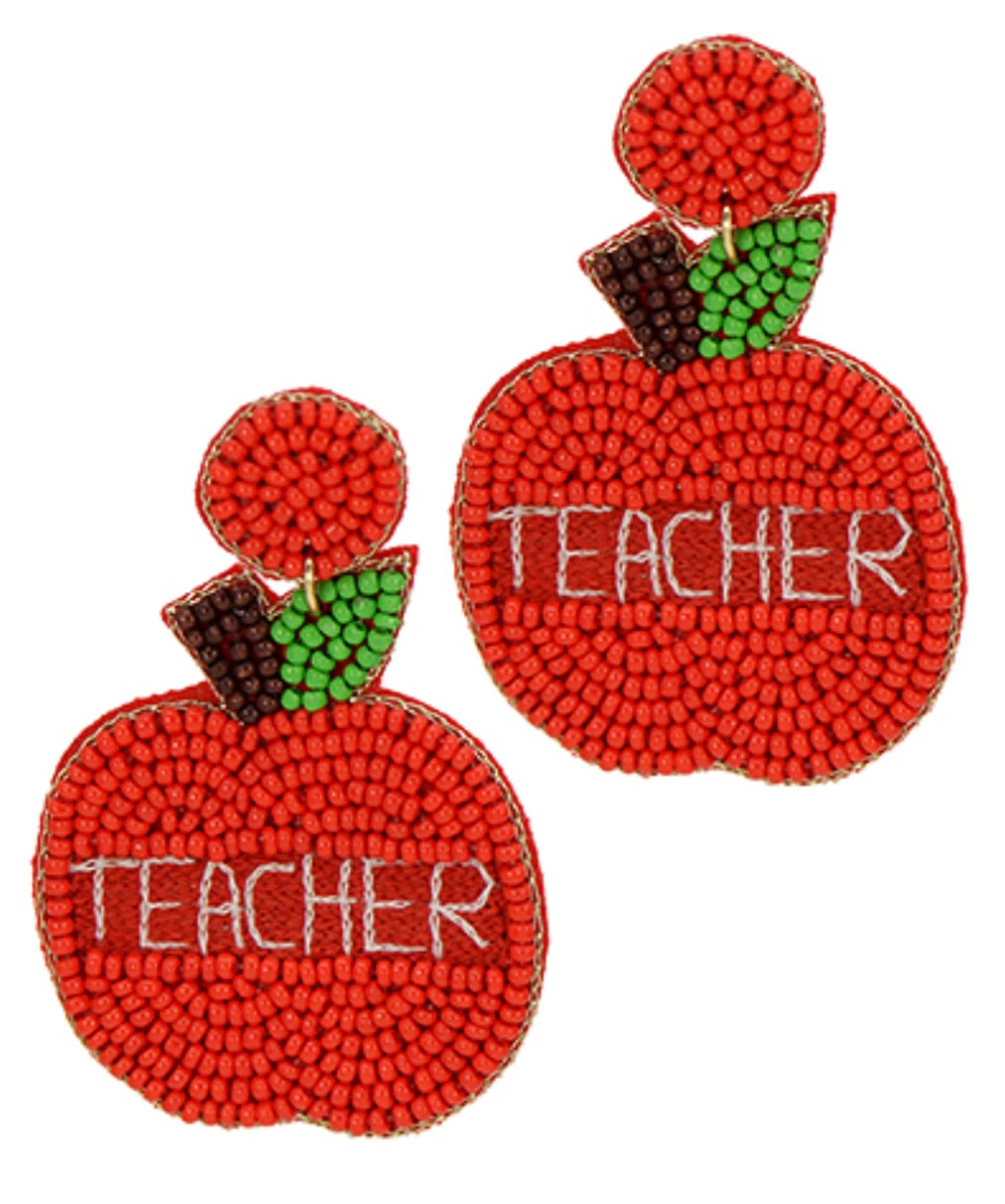 Apple Teacher Beaded earrings