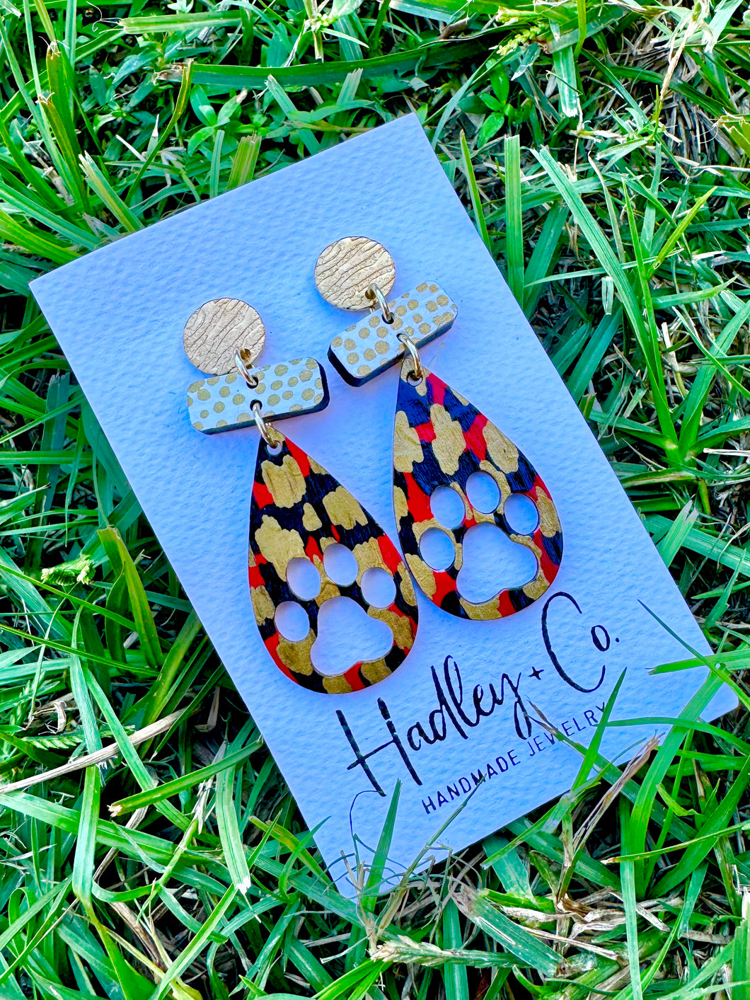 Abstract paw gold dot Hadley + co earrings