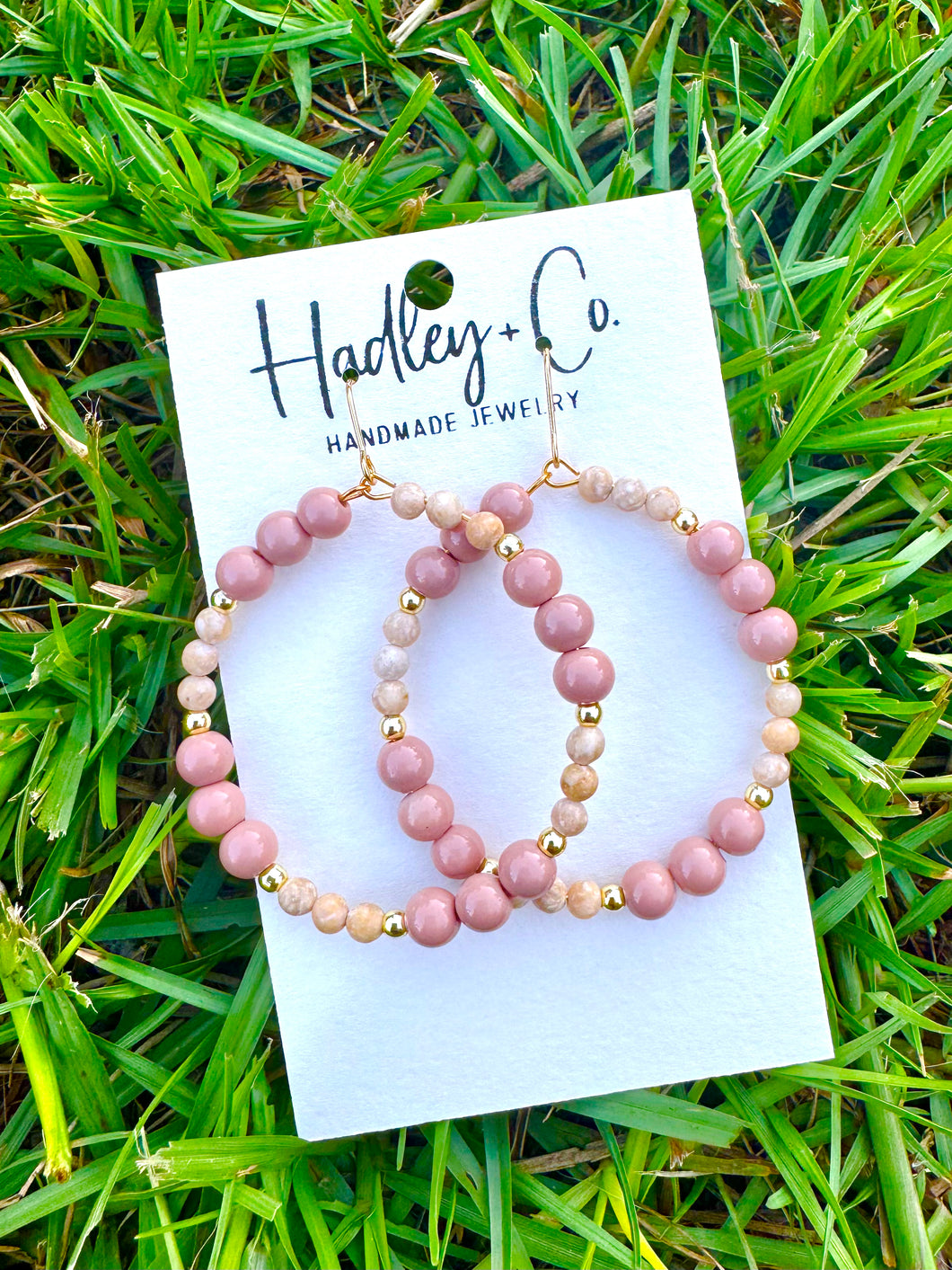 Mauve beaded Hadley + co earrings