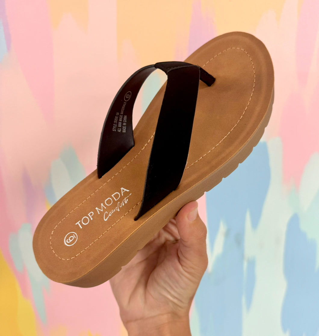 Black flip flops