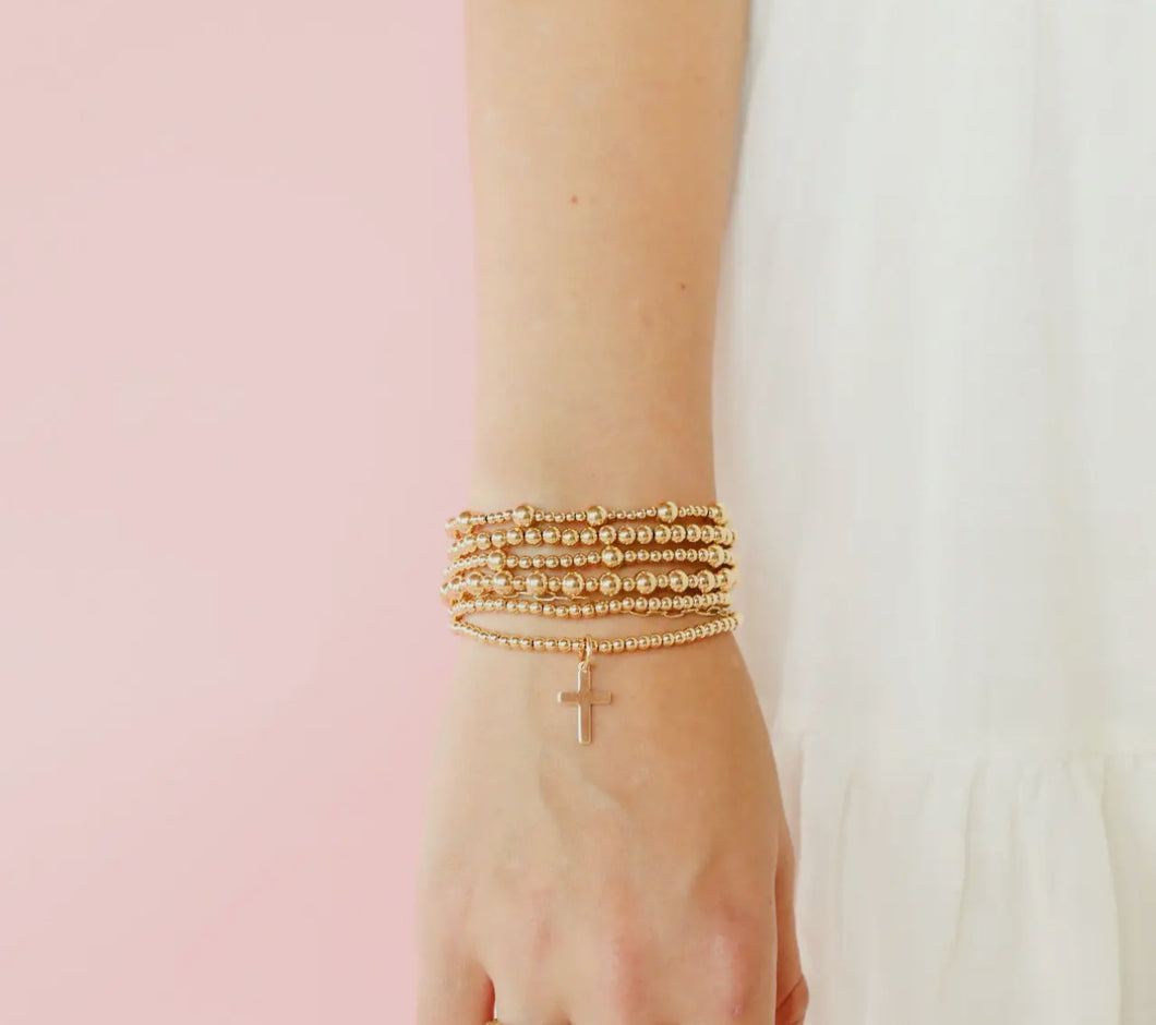 Gold cross charm bracelet- ONE BRACELET ONLY- beaded blondes