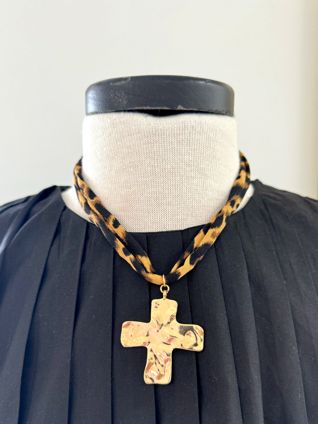 Leopard cross necklace