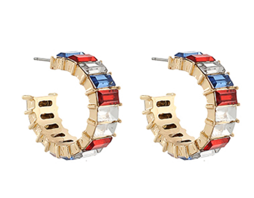Red white blue stoned hoops