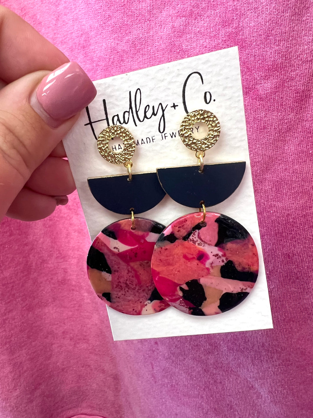 Navy pink Hadley + co earrings