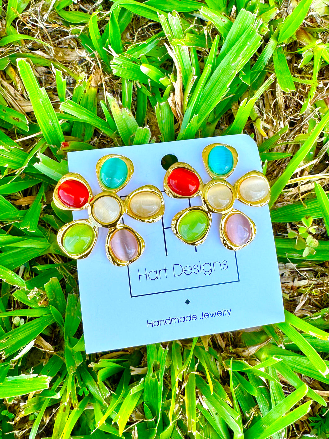 Colorful flower hart designs earrings