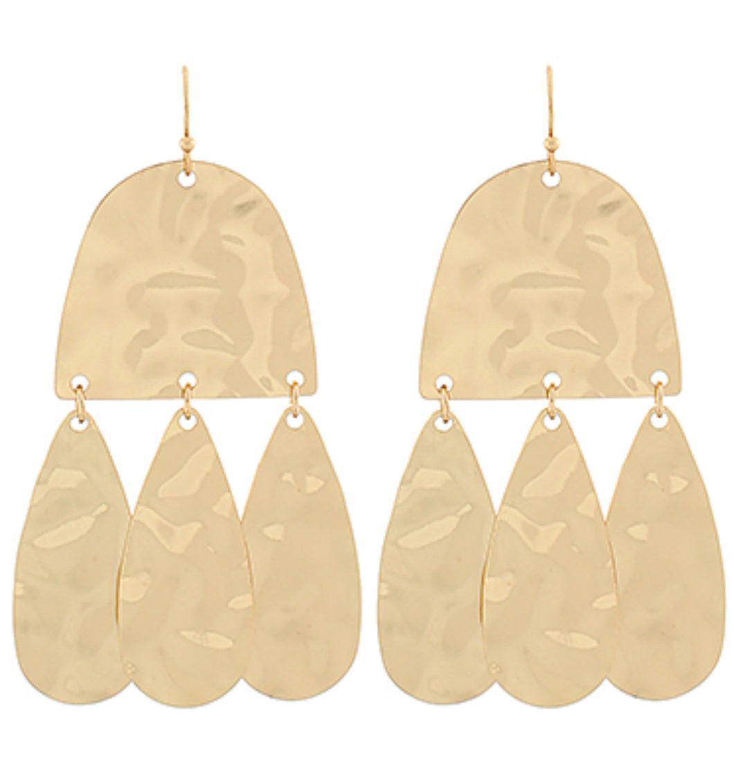 Hammered gold drop earrings
