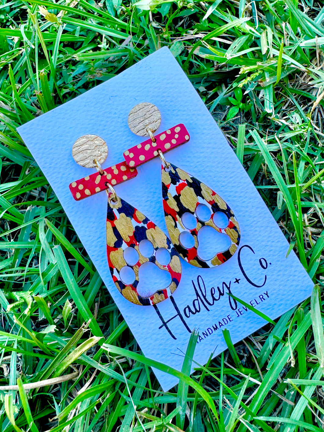 Abstract paw red dot Hadley + co earrings