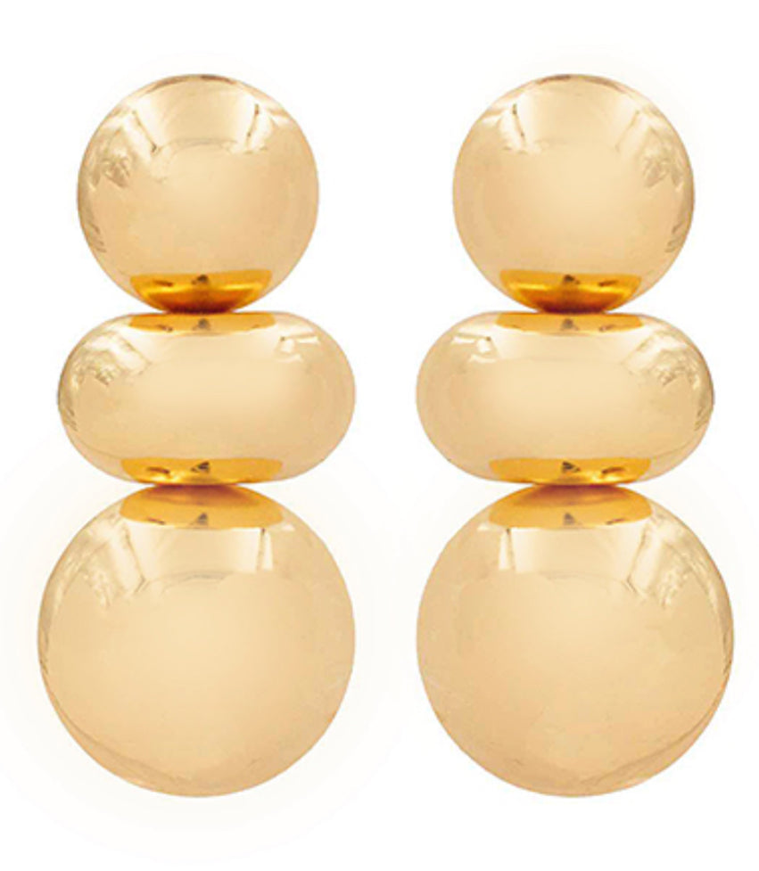 Gold dome drop earrings
