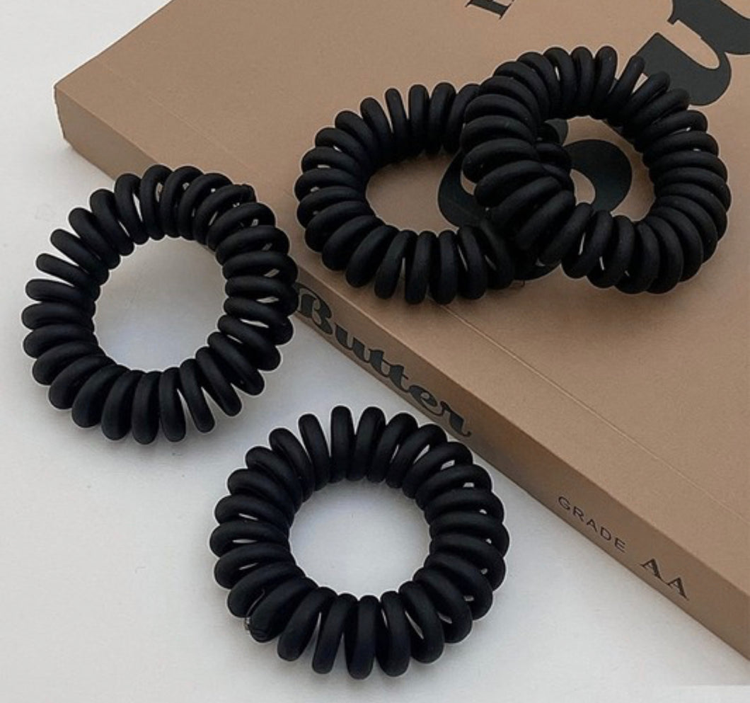Black coil hair ties