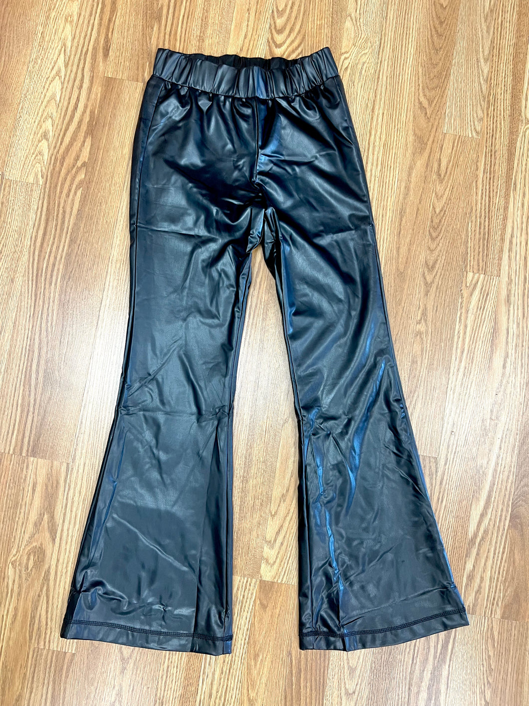 Black leather flares