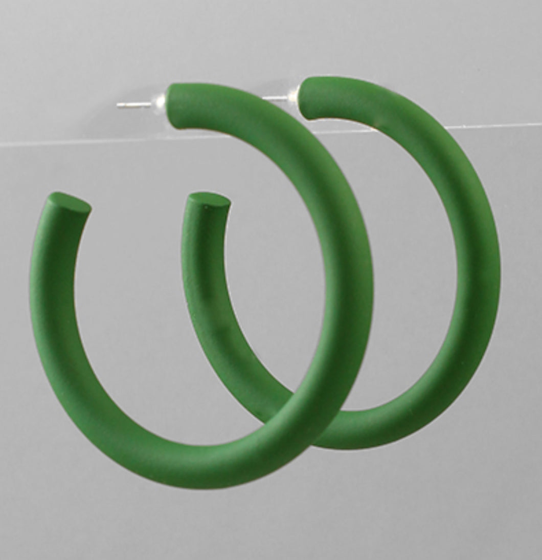 Darker green hoop earrings