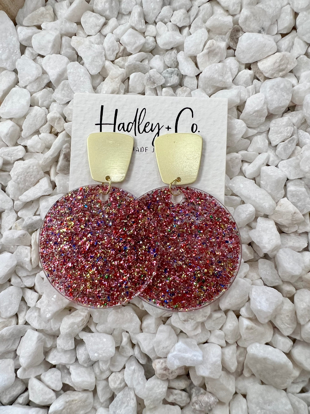 Gold stud glitter Hadley + co earrings
