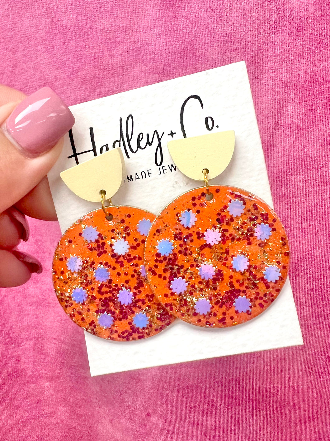 Orange holographic Hadley + co earrings