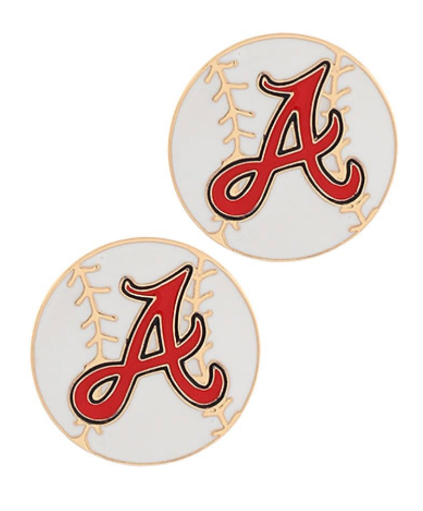 White/Gold braves baseball studs