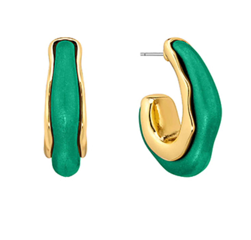 Green gold hoop earrings
