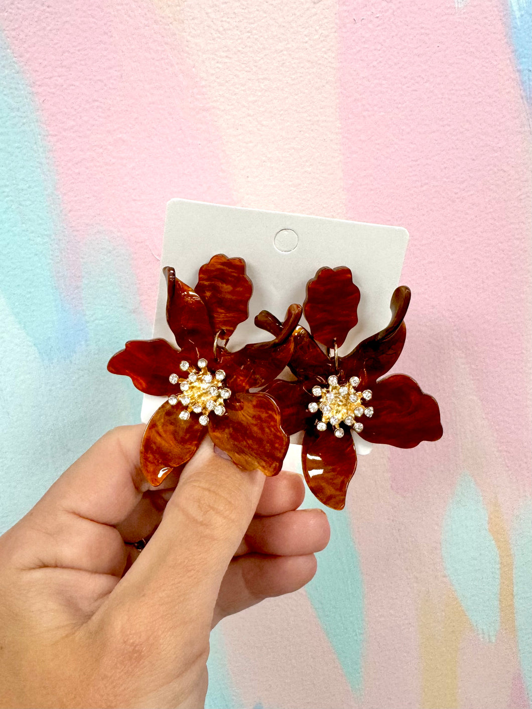 Brown flower earrings