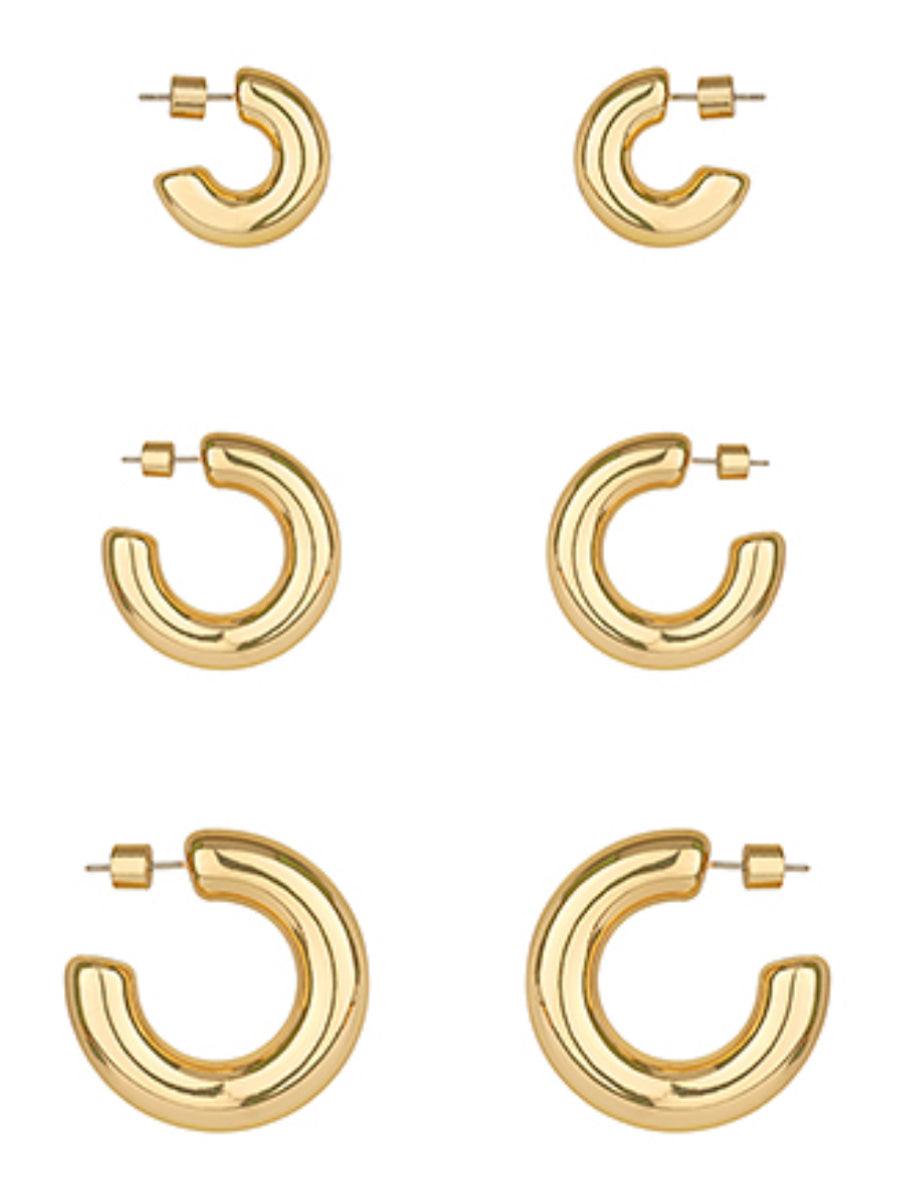 Gold hoop earrings pack