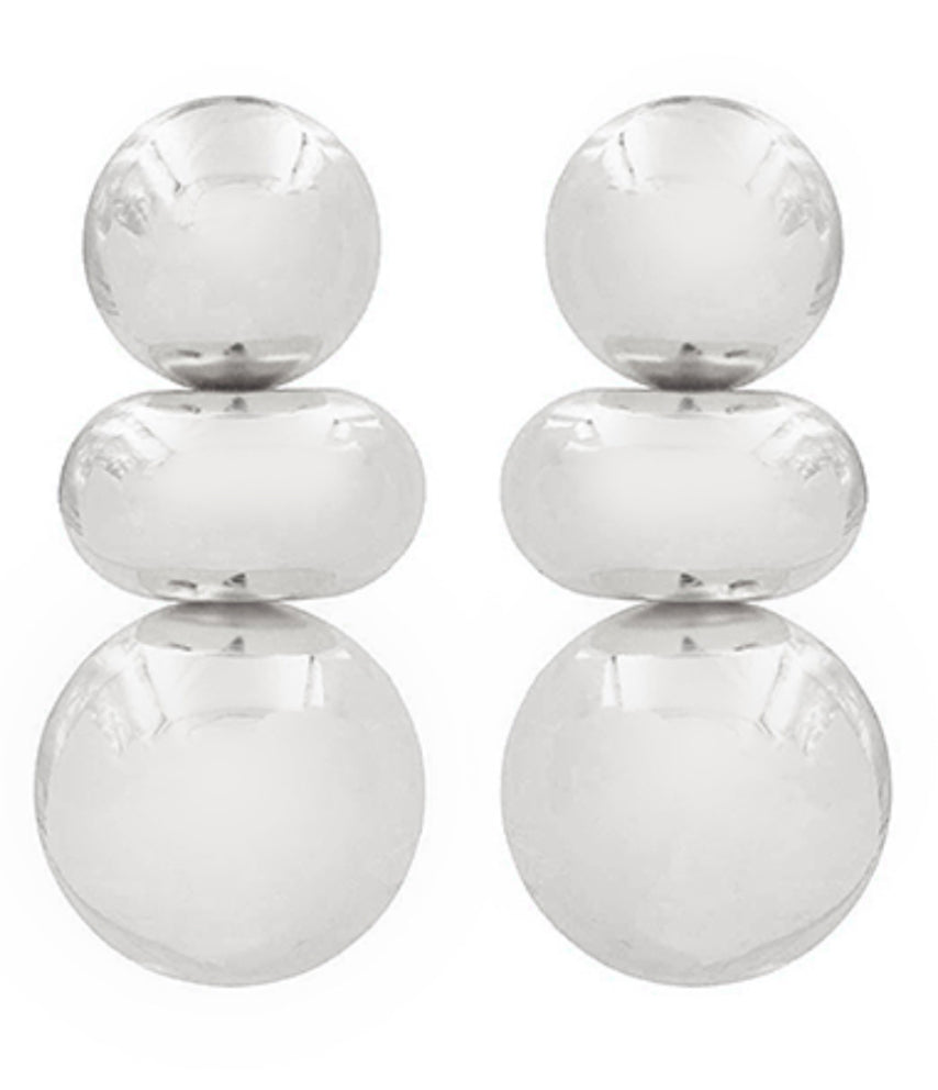 Silver dome drop earrings