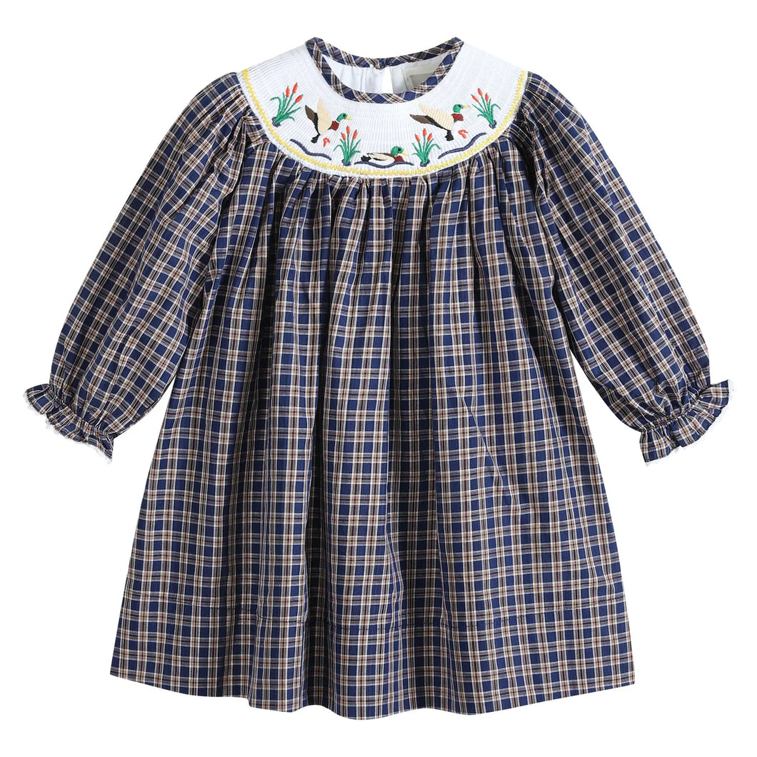 Plaid Mallard Smocked Dress