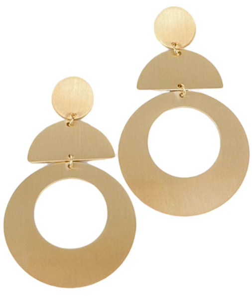 Linked wedge circle earrings