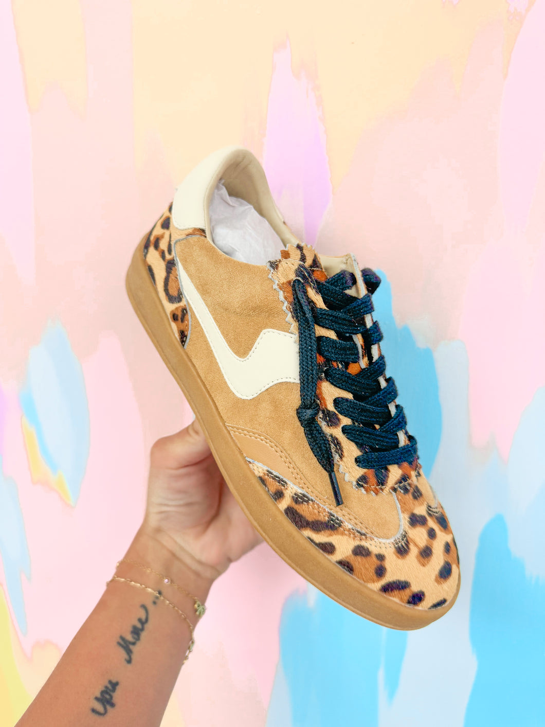Tan leopard sneakers