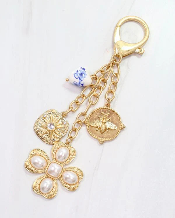 Verona gold and pearl bag charm