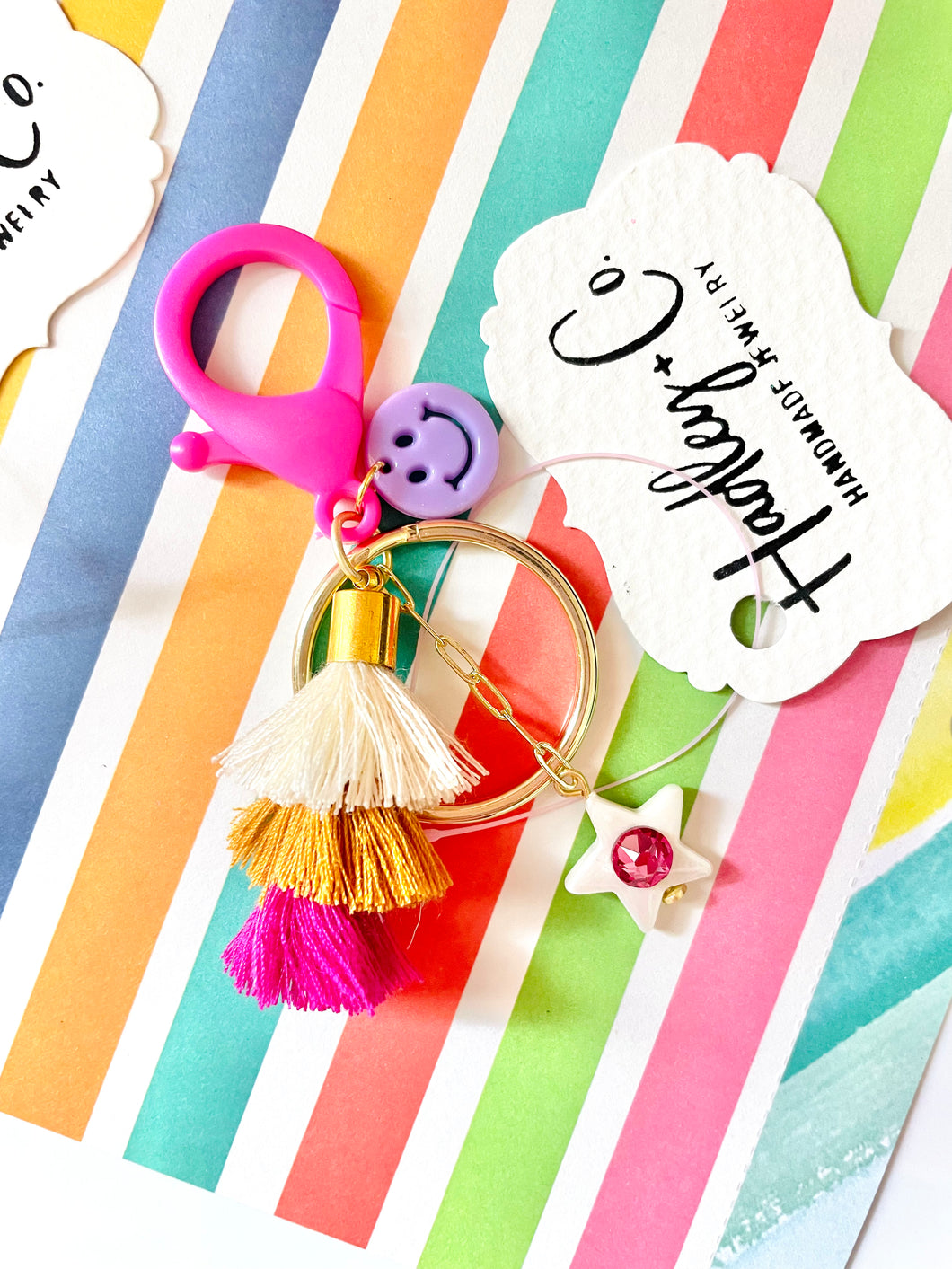Smiley tassel keychain Hadley + co