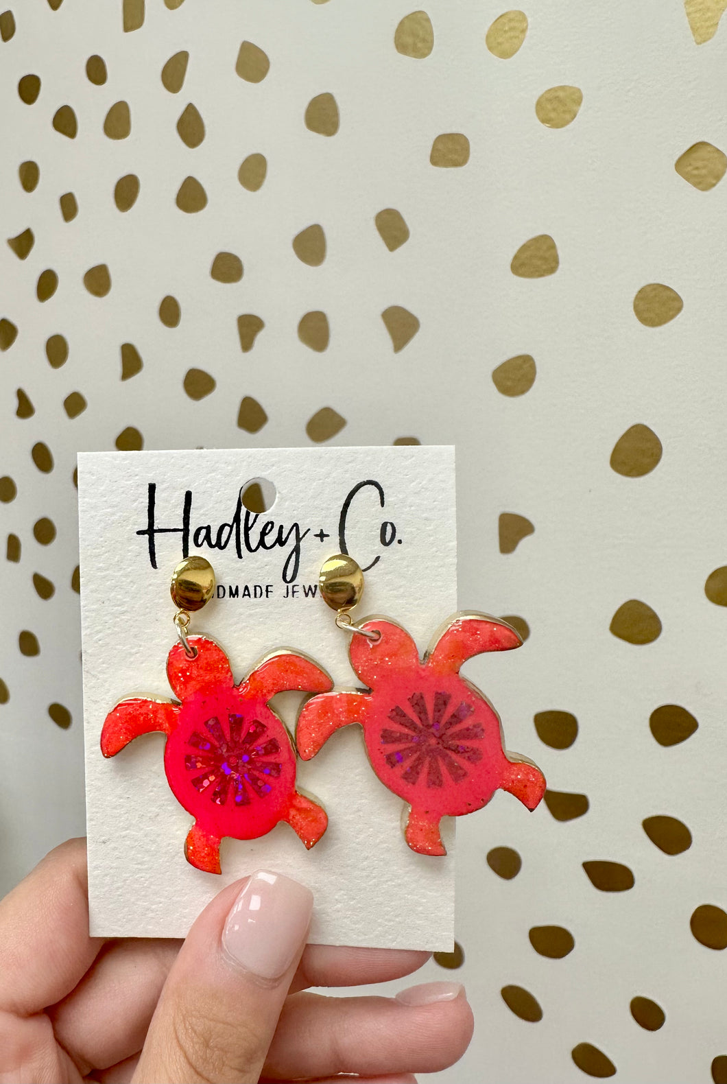 Pink turtles Hadley + co earrings