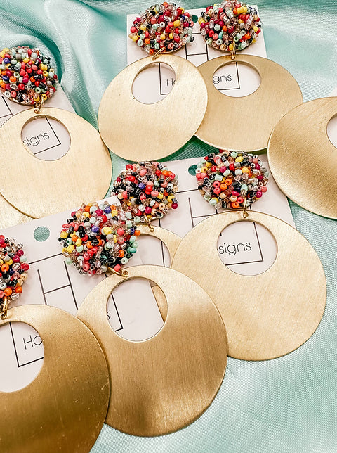 Multi pom hart designs earrings