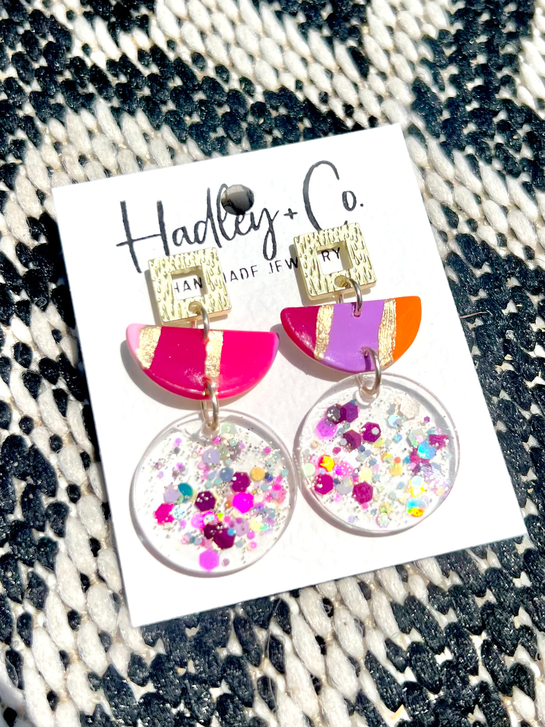 Pink purple orange confetti Hadley + co earrings