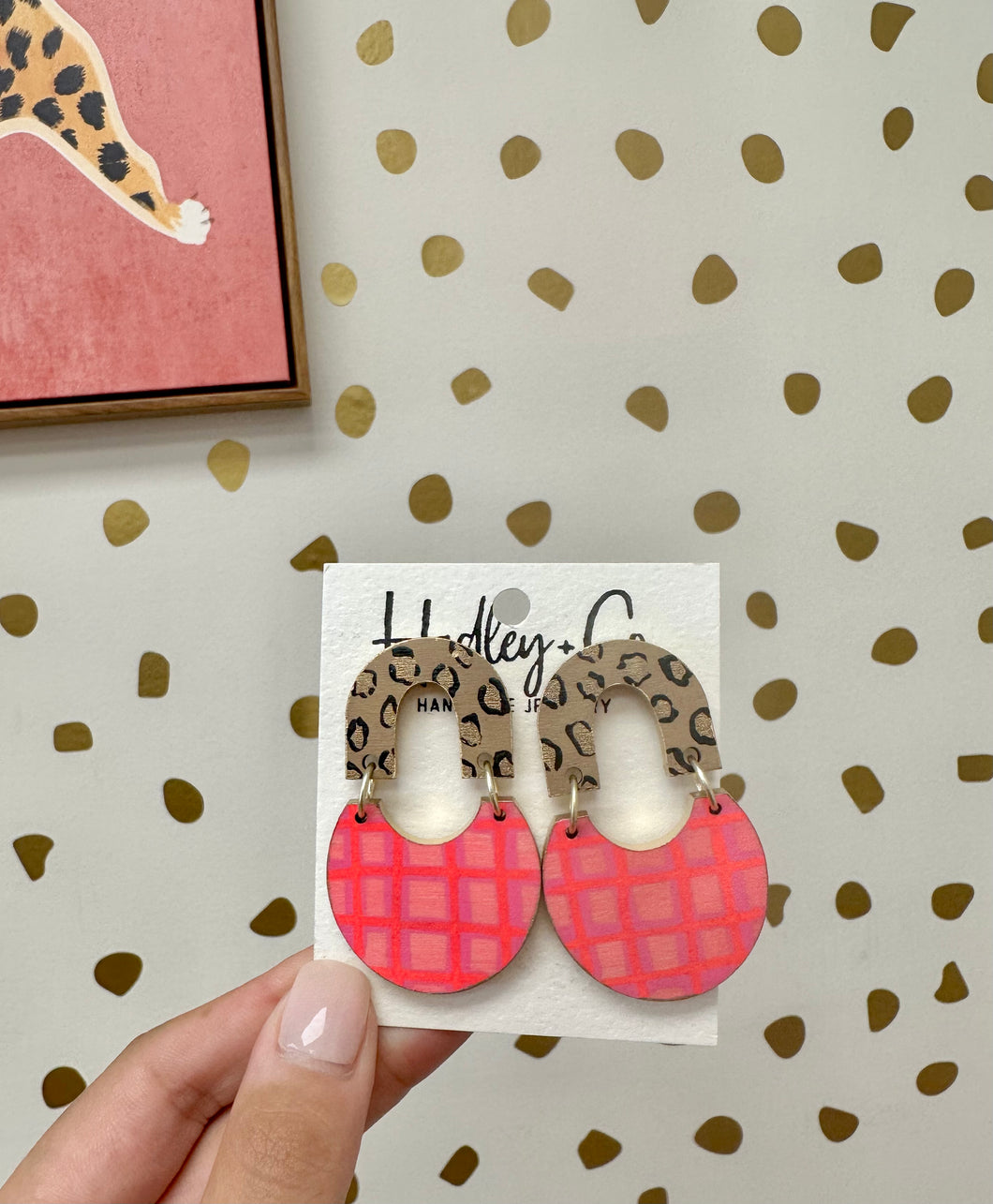 Leopard pink Hadley + co earrings