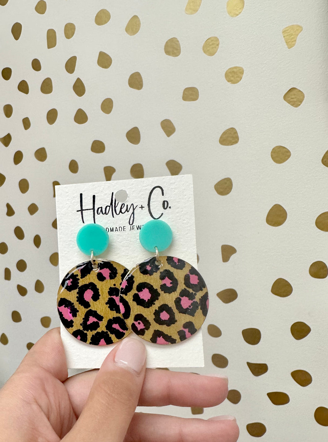Blue stud leopard Hadley + co earrings