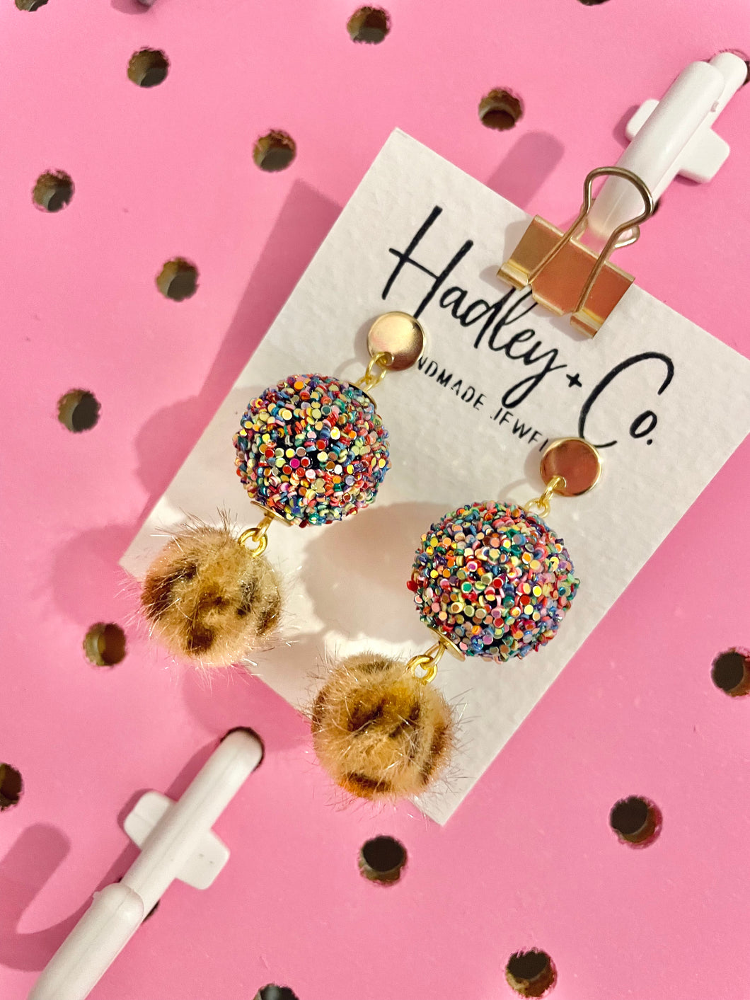 Confetti ball/leopard Hadley  + co earrings