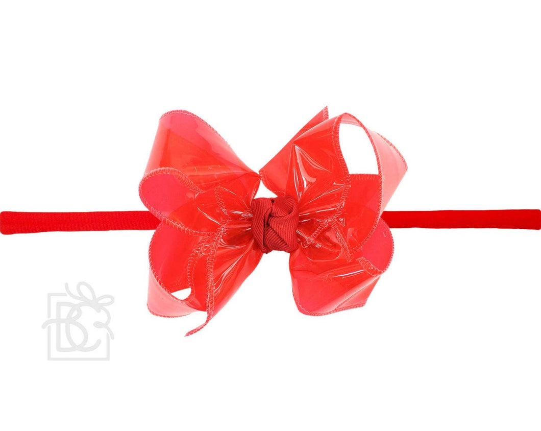 Red waterproof headband bow