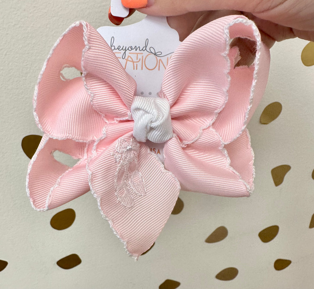 Pink white ballet bow