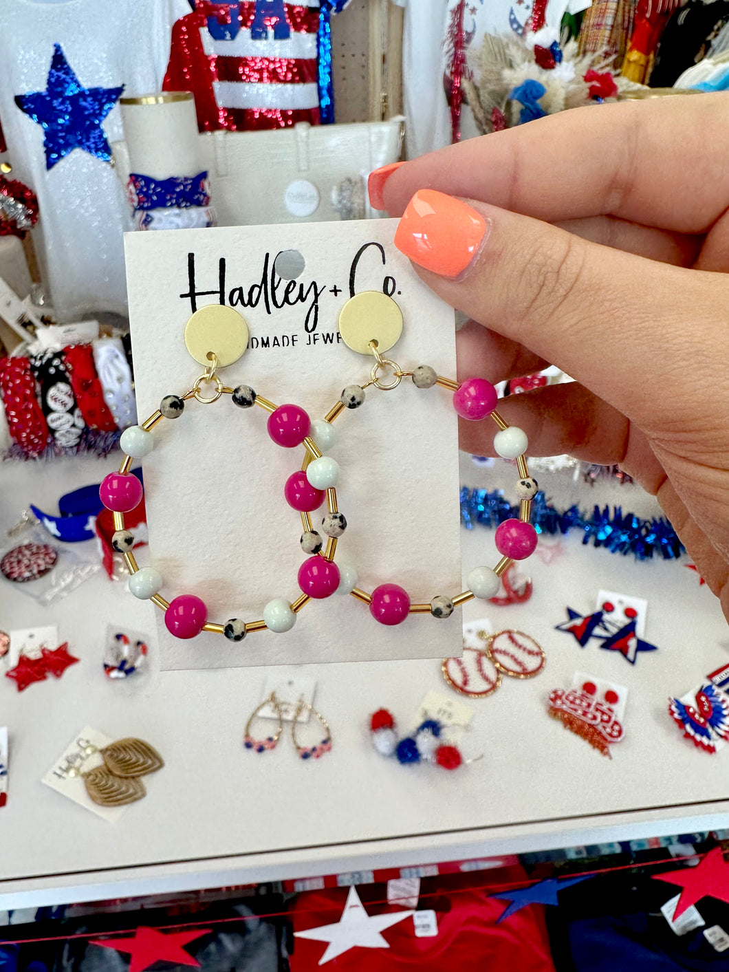 Stoned pink mint Hadley + co earrings