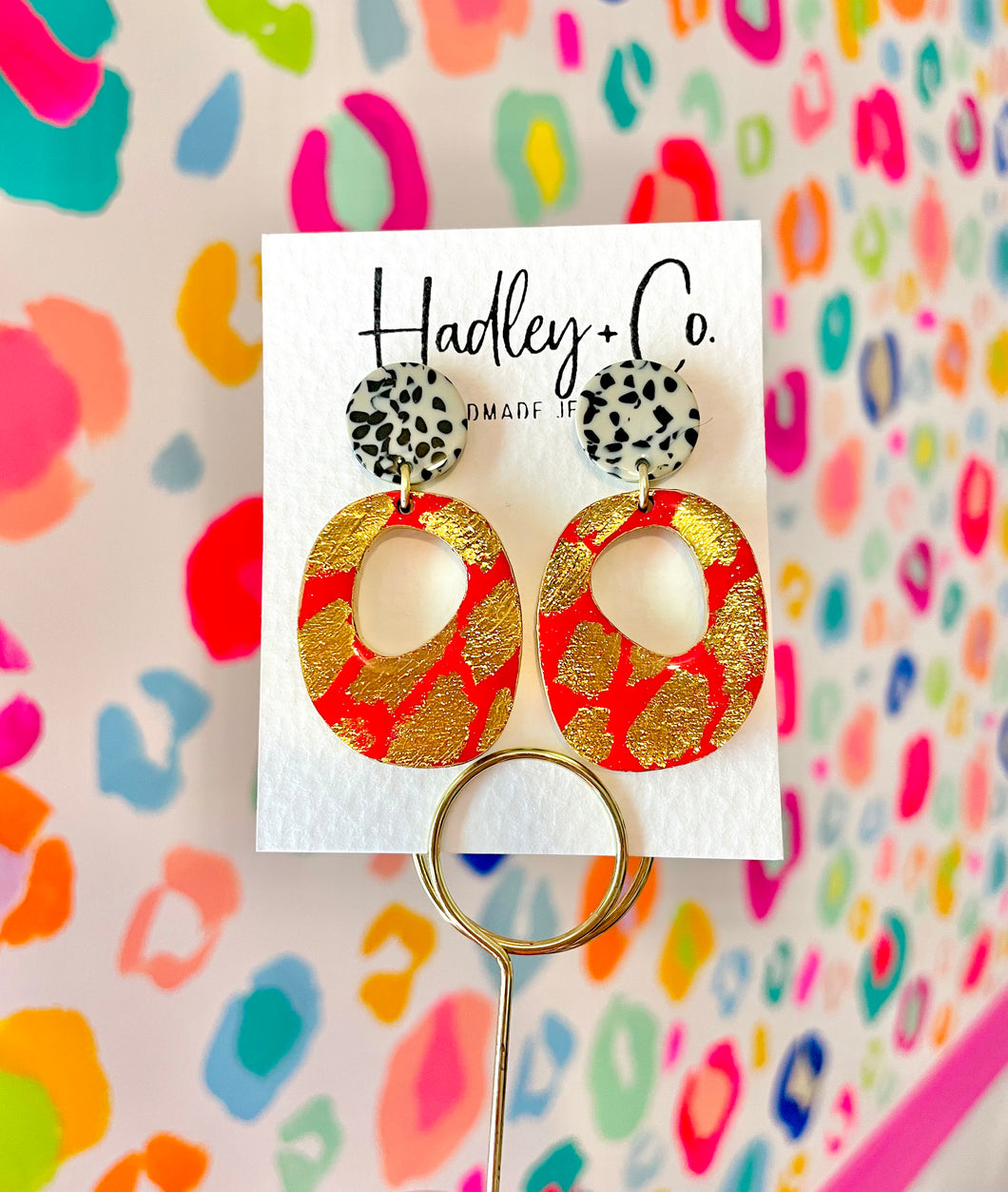Red gold spot Hadley + co earrings