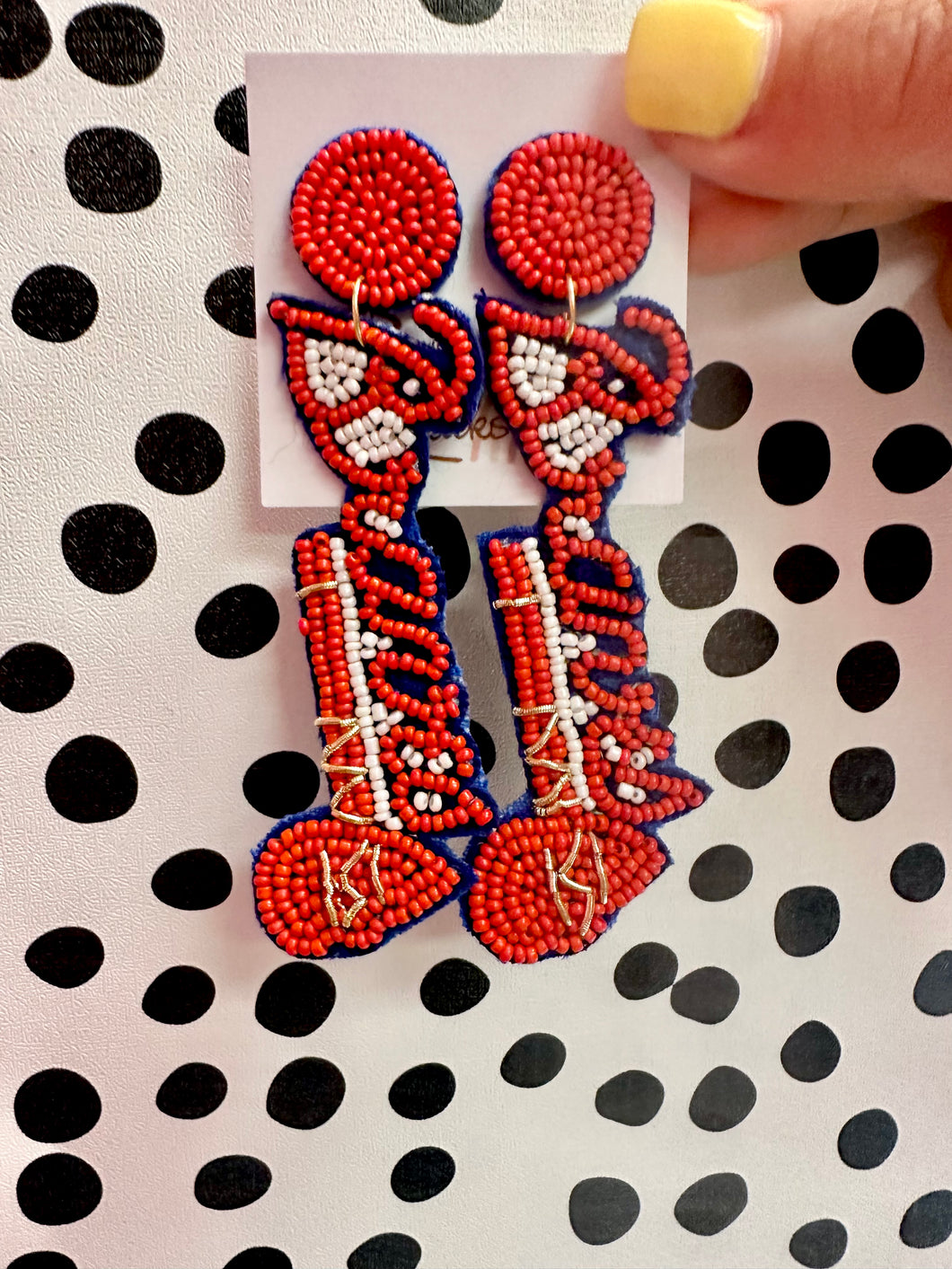 Red braves earrings