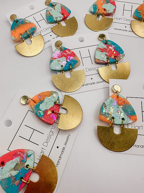 Multi gold hart designs earrings