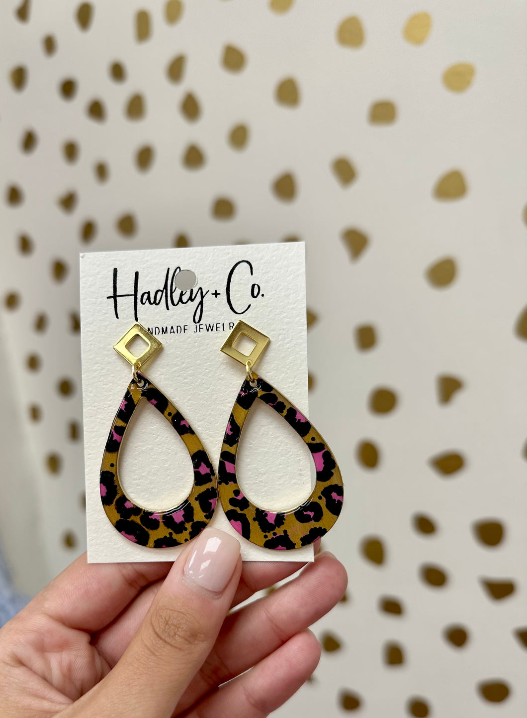 Pink leopard Hadley + co earrings