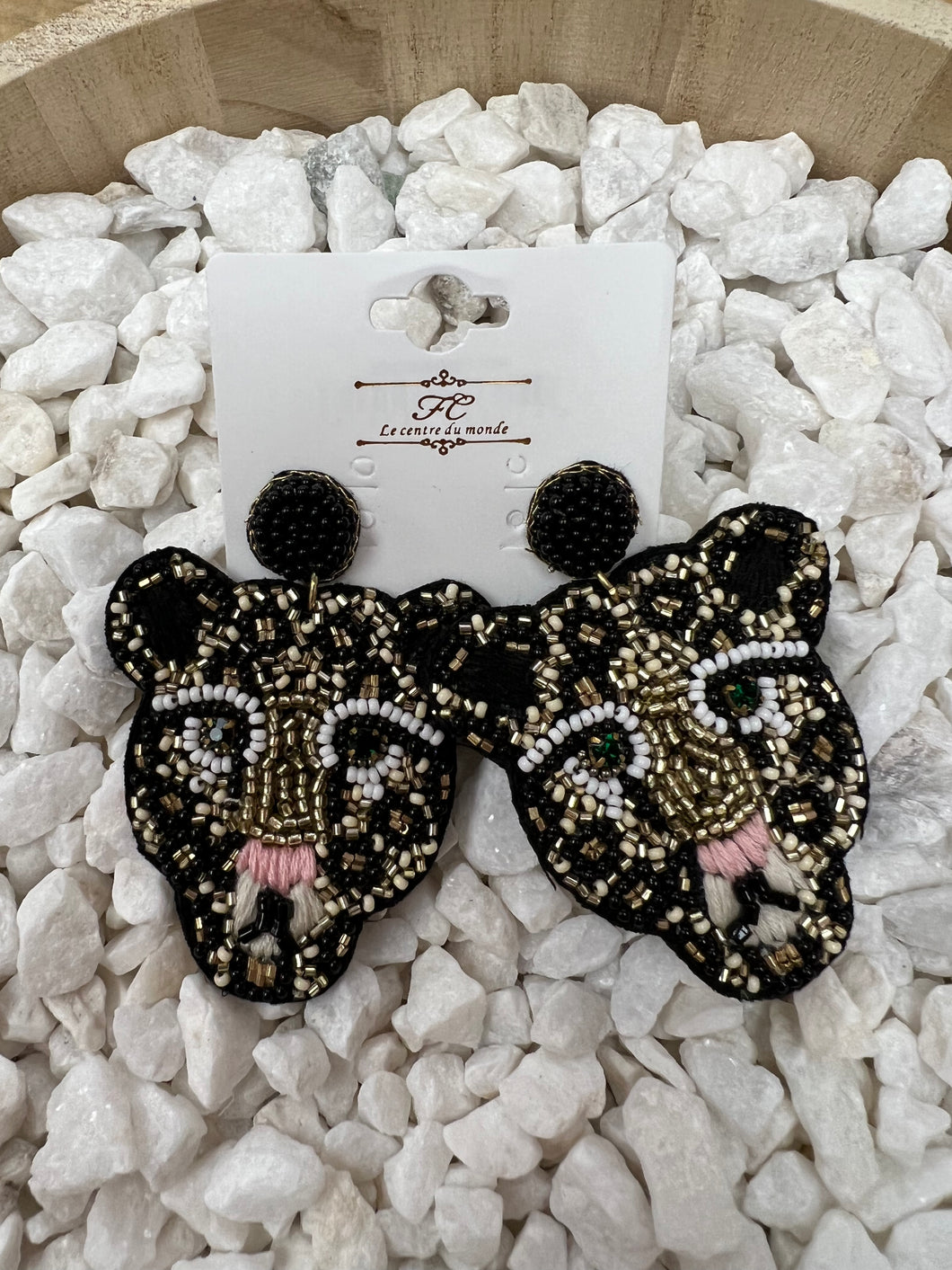 Jaguar beaded earrings