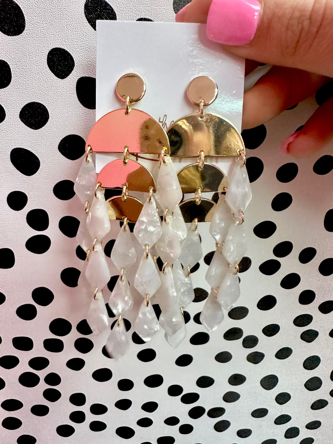 White/ gold earrings