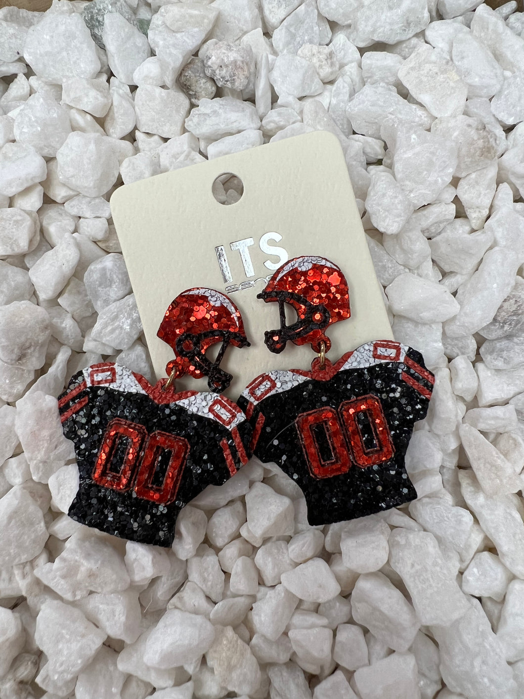 Black jersey helmet earrings