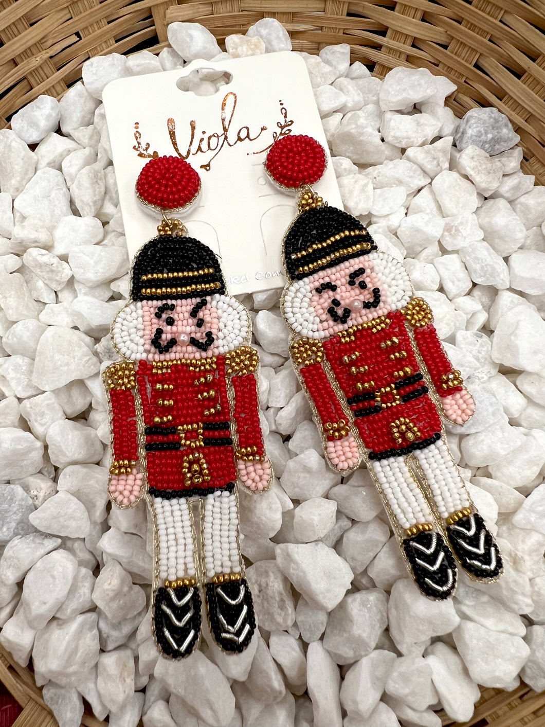 Red nutcracker earrings