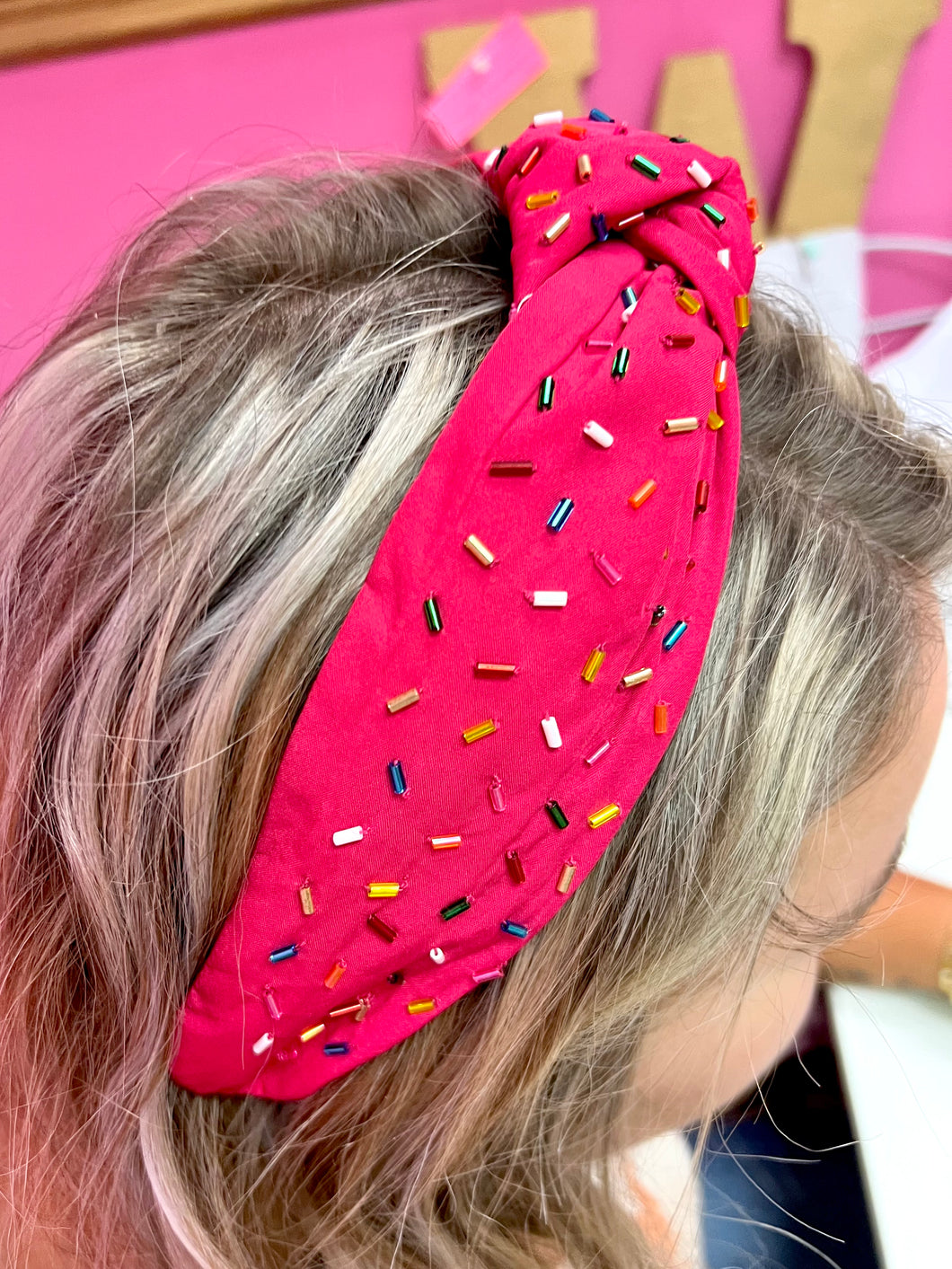 Hot pink confetti headband