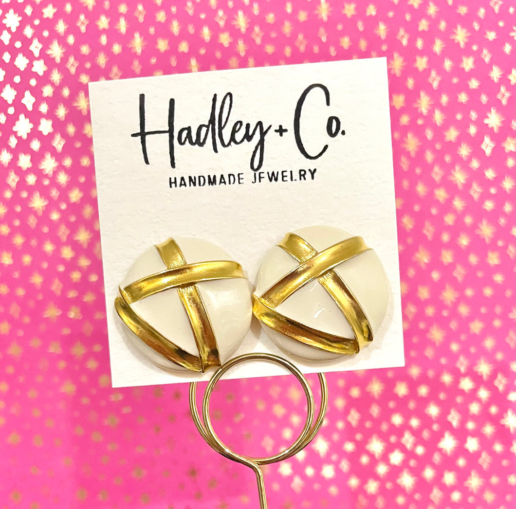 Cream gold Hadley + co stud earrings