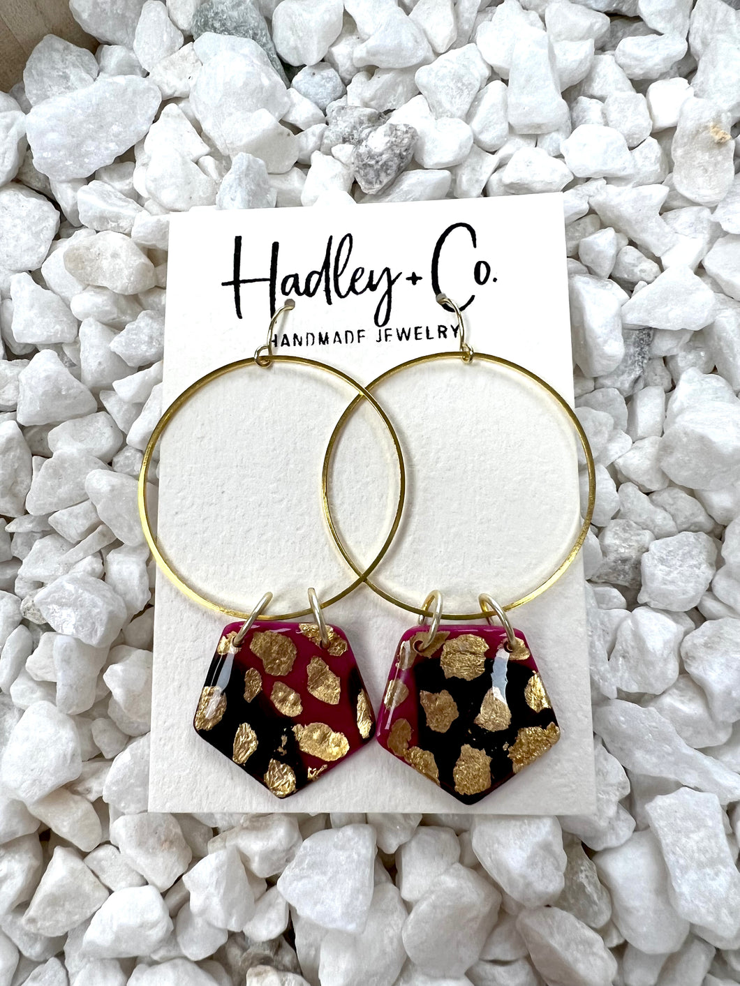 Pink black gold Hadley + co earrings