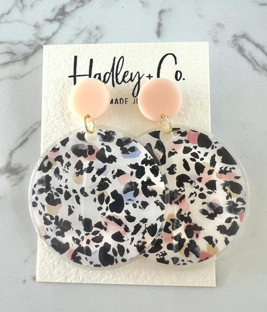Pastel leopard Hadley + co earrings