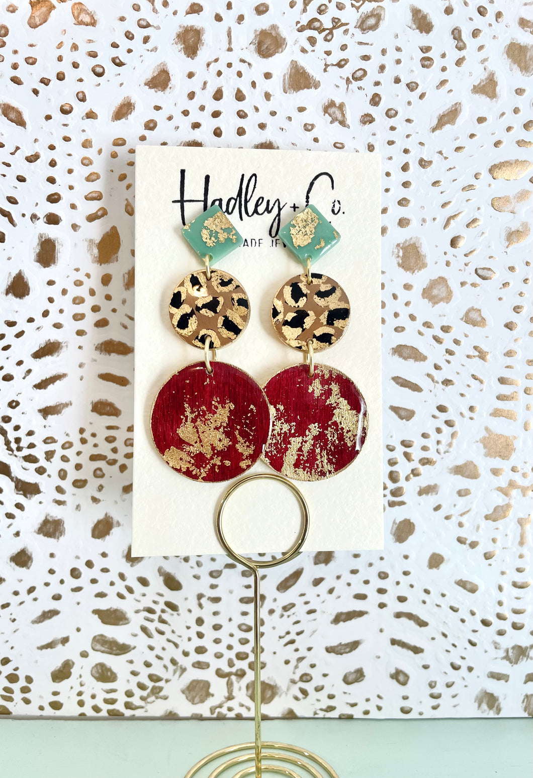 Burgundy leopard Hadley + co earrings